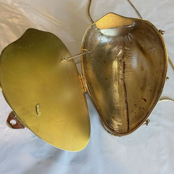Judith Leiber Vintage 1970's Shell Minaudiere Purse Shoulder Bag Gold Clutch EUC - Picture 7 of 14